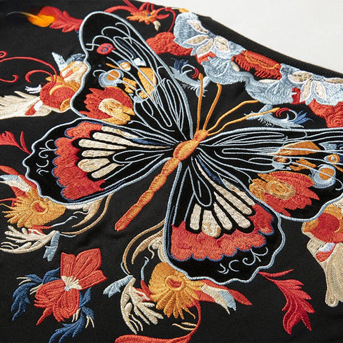 butterfly sweatshirt, embroidered sweatshirt, harajuku style, kawaii fashion, aesthetic sweatshirt, streetwear sweatshirt, y2k fashion, unisex pullover, cozy streetwear, japanese streetwear, soft fleece sweatshirt, cute embroidered top, oversized sweatshirt, pastel sweatshirt, trendy streetwear